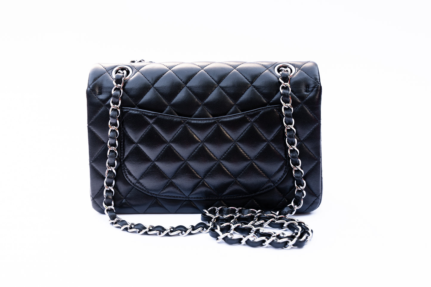 Chanel 2019 Small Classic Flap in Black Lambskin with Silver Hardware
