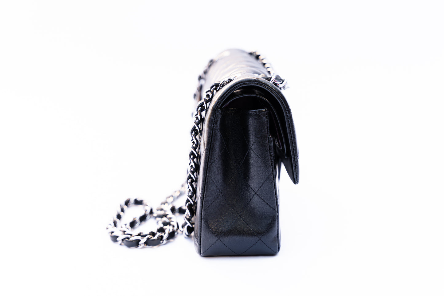 Chanel 2019 Small Classic Flap in Black Lambskin with Silver Hardware