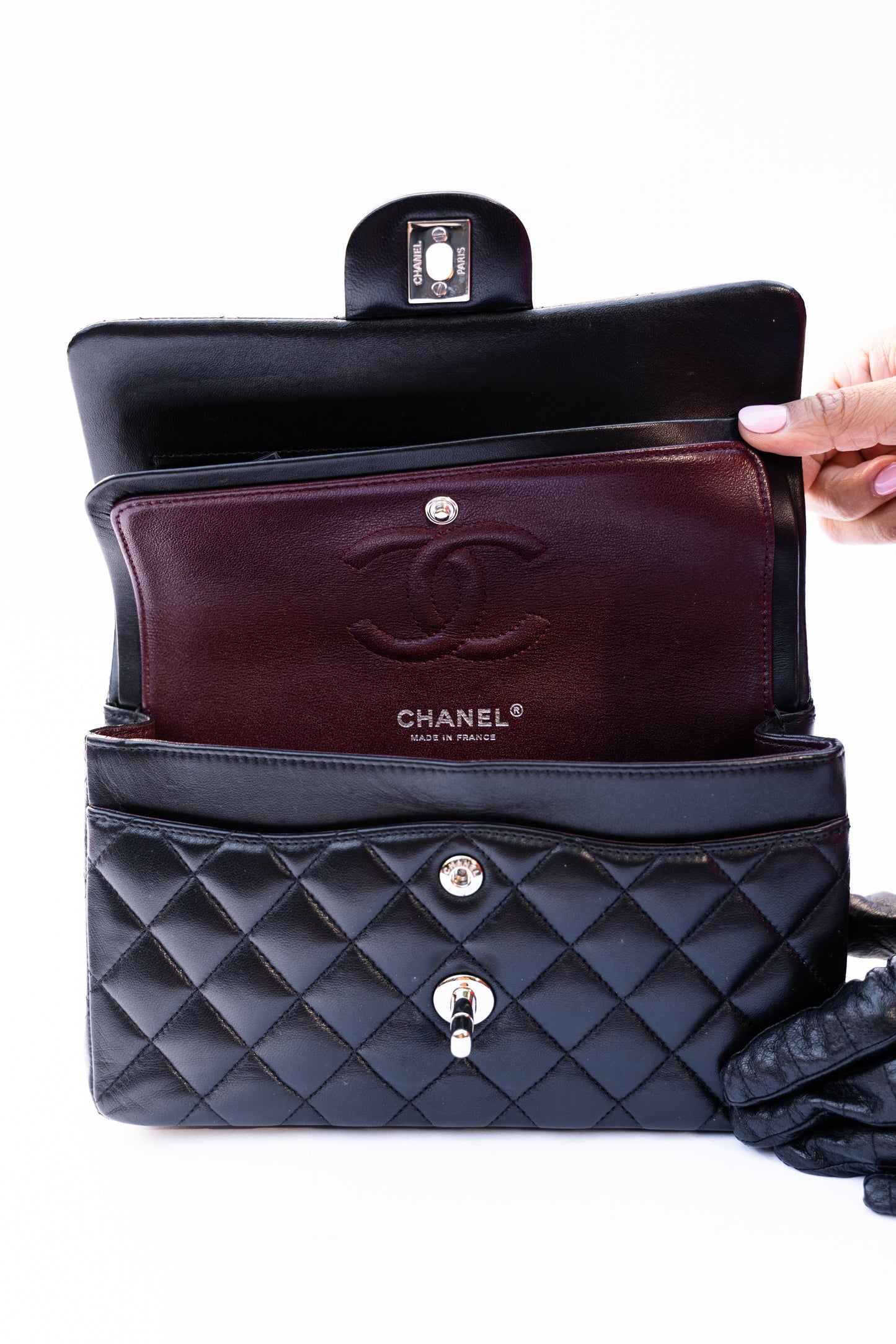 Chanel 2019 Small Classic Flap in Black Lambskin with Silver Hardware